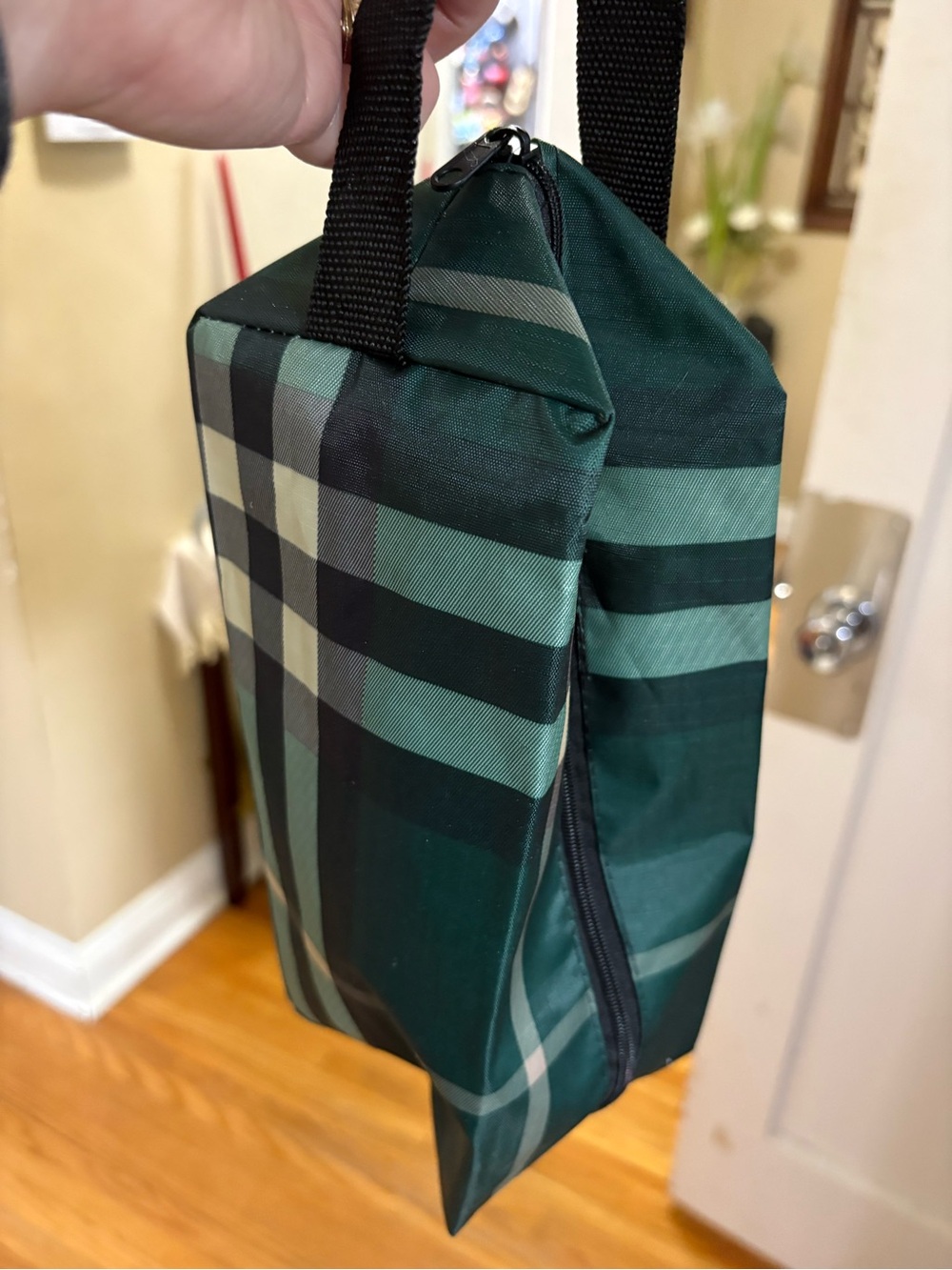 Green Plaid Men's Travel Dopp Kit Toiletry Bag